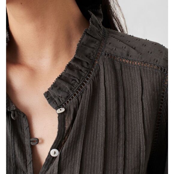 FAHERTY WTC0001 Women's Sz S Faded Black Willa Button Front Peasant Blouse - Picture 16 of 16